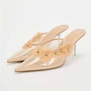 NWT Zara Floral Appliqué Vinyl Pumps Heels size 37